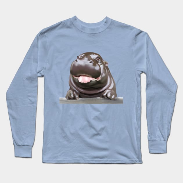 Hippo Long Sleeve T-Shirt by kozinoart